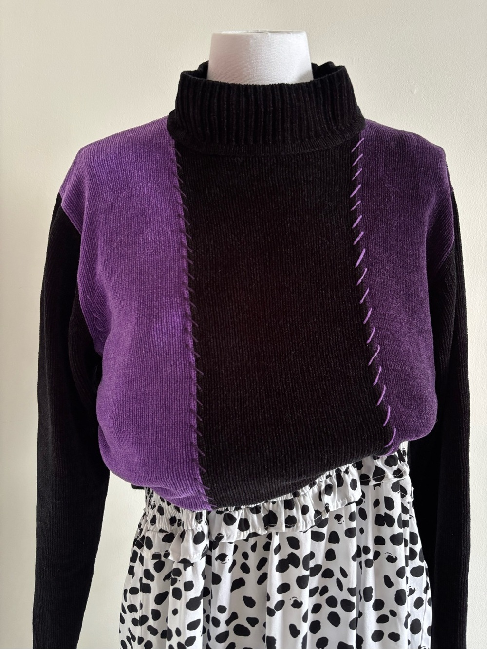 Vintage Penmans Black & Purple Colorblock Turtleneck Sweater